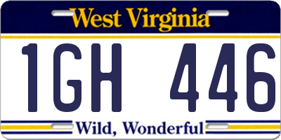 WV license plate 1GH446