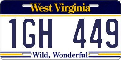 WV license plate 1GH449