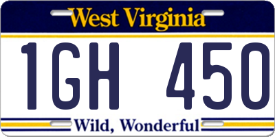 WV license plate 1GH450