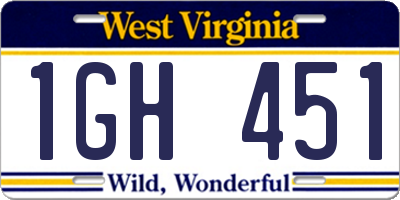 WV license plate 1GH451