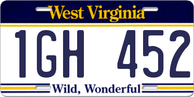 WV license plate 1GH452
