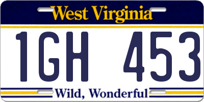 WV license plate 1GH453