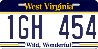 WV license plate 1GH454