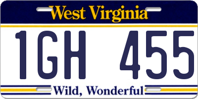WV license plate 1GH455
