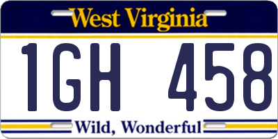 WV license plate 1GH458