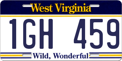 WV license plate 1GH459