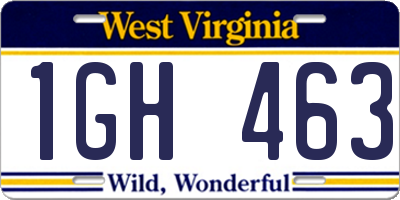 WV license plate 1GH463