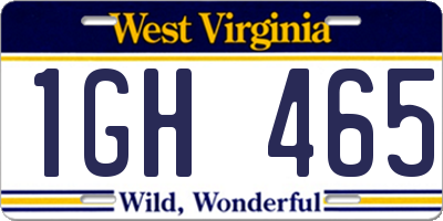 WV license plate 1GH465