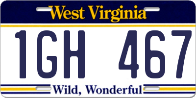 WV license plate 1GH467