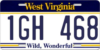 WV license plate 1GH468