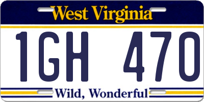 WV license plate 1GH470