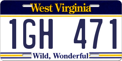 WV license plate 1GH471