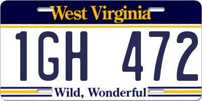WV license plate 1GH472