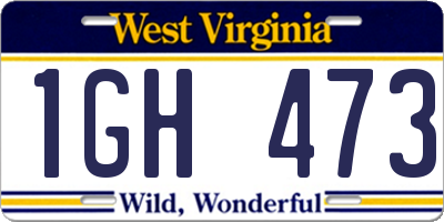 WV license plate 1GH473