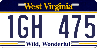 WV license plate 1GH475