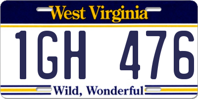 WV license plate 1GH476