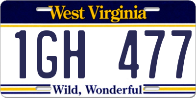 WV license plate 1GH477