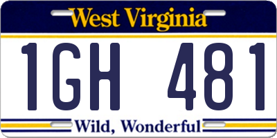 WV license plate 1GH481