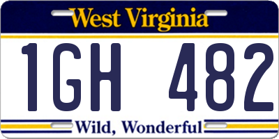 WV license plate 1GH482