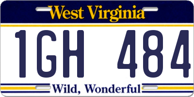 WV license plate 1GH484