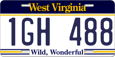 WV license plate 1GH488