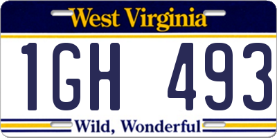 WV license plate 1GH493