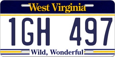 WV license plate 1GH497