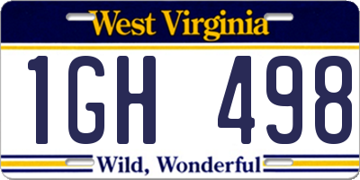 WV license plate 1GH498