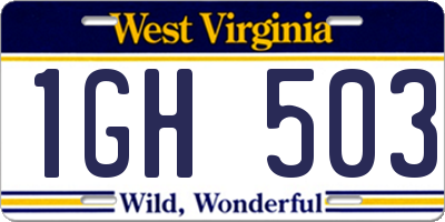 WV license plate 1GH503
