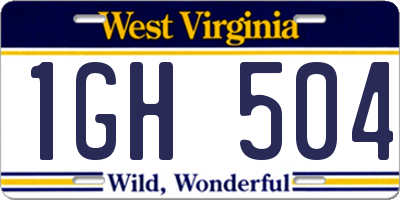 WV license plate 1GH504