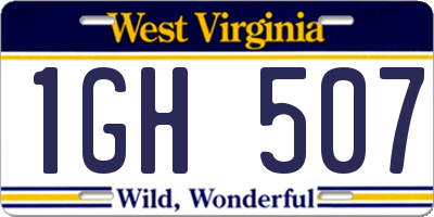 WV license plate 1GH507