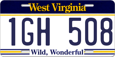 WV license plate 1GH508