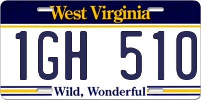 WV license plate 1GH510