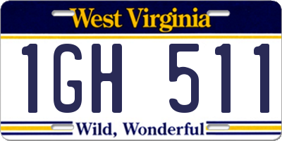 WV license plate 1GH511