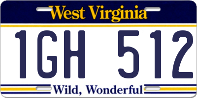 WV license plate 1GH512