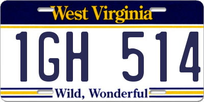 WV license plate 1GH514