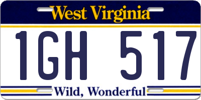 WV license plate 1GH517
