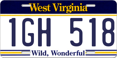 WV license plate 1GH518