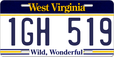 WV license plate 1GH519