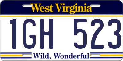 WV license plate 1GH523