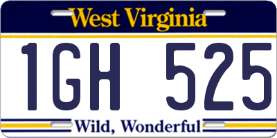 WV license plate 1GH525