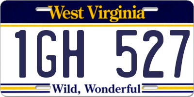 WV license plate 1GH527