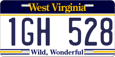 WV license plate 1GH528