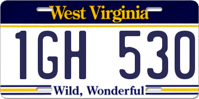 WV license plate 1GH530
