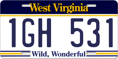 WV license plate 1GH531