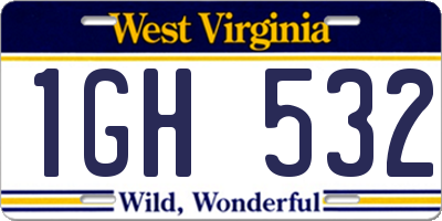 WV license plate 1GH532