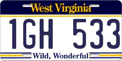 WV license plate 1GH533