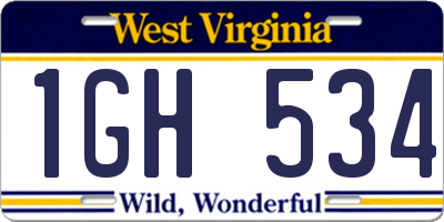 WV license plate 1GH534