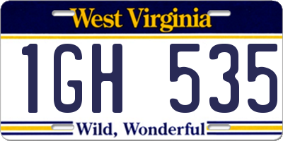 WV license plate 1GH535
