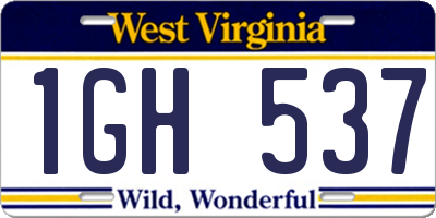 WV license plate 1GH537